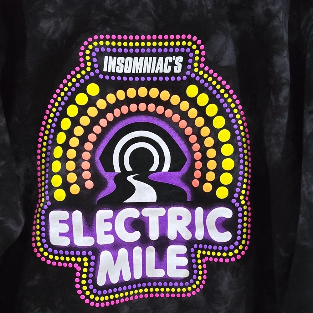 Insomniac Electric Mile Hoodie Mens M Black Tie Dye Pullover Long Sleeve - Picture 5 of 6